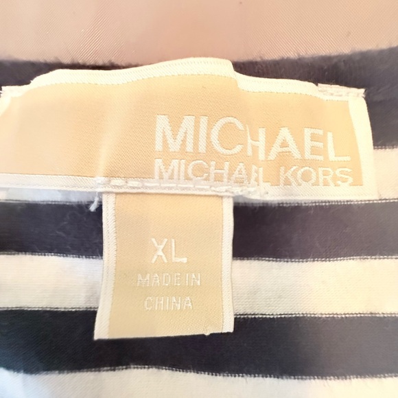 Michael Kors Black and White Striped Cotton Tank Top Size XL MSRP $85 - Picture 6 of 8